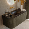 Mondiaz KURVE-DLUX Ensemble de meuble de salle de bains - 100x46x40cm - 1 tiroir - 2 portes - vasque solid surface - central - sans trou de robinet - Shadow SW1414619
