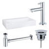 Fortifura Fuente Pack Lave-mains - 38x24x8cmcm - 1 trou de robinet - marbre - robinet Chrome - Blanc SW1111479