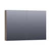 Saniclass Dual Spiegelkast - 100x70x15cm - 2 links- rechtsdraaiende spiegeldeur - MFC - burned bark SW371745