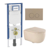 QeramiQ Dely Swirl Toiletset - 36.3x51.7cm - Geberit UP720 Duofix Sigma inbouwreservoir - 35mm zitting - bedieningsplaat taupe - ronde knoppen - beige SW1413172