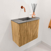 Mondiaz JOYA-DLUX 51.6cm toiletmeubel - ronding rechts kleur Oak - Wastafel FAYE positie Links Zonder kraangat kleur Sombra. SW1426240