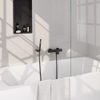BRAUER Stripe Mitigeur thermostatique douche de bain - SET 03 - apparent - support mural - douchette à main sur barre - flexible de douche - noir mat SW1435105