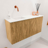 Mondiaz JOYA 80cm toiletmeubel - kleur Oak - Wastafel FAYE positie Links Zonder kraangat kleur Talc. SW1421116