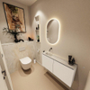 MONDIAZ TURE-DLUX Meuble toilette - 100cm - Talc - EDEN - vasque Ostra - position gauche - sans trou de robinet SW1104666