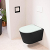 Mondiaz LAVIE hangtoilet – spoelrandloos – 36 x 53 cm – met softclose zitting – Urban (zwart), zitting Greey (lichtgroen/grijs) SW1208629