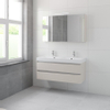 Bruynzeel Palitano badmeubelset 56.5x120x46cm 2 kraangaten 2 wasbakken 2 lades met spiegelkast met softclose kasjmier grijs SW384667 Bruynzeel Palitano badmeubelset 56.5x120x46cm 2 kraangaten 2 wasbakken 2 lades met spiegelkast met softclose kasjmier grijs SW384667
