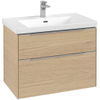Villeroy & Boch Subway 3.0 wastafelonderbouwkast - met 2 laden - met grepen aluminium glanzend - 77.2x57.6x47.8 - Nordic Oak (hout) SW641582