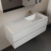 Mondiaz Aivy badmeubelset - 120x45x50cm - 1 kraangat - 1 wasbak talc Solid surface - Rechts - 2 lades - Met spiegelkast - MDF Talc SW892204