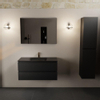 Mondiaz AIVY Ensemble de meuble - 100x45x50cm - 1 trou de robinet - 1 vasque Urban Solid surface - Centre - 2 tiroirs - avec miroir - MDF Urban SW892465