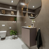 MONDIAZ TURE Toiletmeubel 60x23x50cm met 1 kraangaten 2 deuren smoke mat Wastafel Eden links Solid Surface Wit SW474953