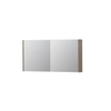INK SPK1 Spiegelkast - 120x14x60cm - 2 deuren - dubbelzijdige Spiegel - schakelaar en stopcontact - MFC Greige eiken SW493782