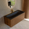 MONDIAZ KURVE 100cm Meuble salle de bain - couleur Walnut - 1 tiroir - vasque BIG MEDIUM centre - 1 trou de robinet - Urban SW1138497