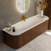 MONDIAZ KURVE Meuble de salle de bains 150cm avec module 25 Len R couleur Walnut avec 1 tiroir et 2 portes. Lavabo BIG MEDIUM central 1 trou de robinet Talc. SW1138271
