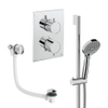 Crosswater MPRO Ensemble de douchette à main - 2 poignées - vidage de baignoire - douchette à main - barre de douche - chrome SW1472553