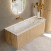 MONDIAZ KURVE-DLUX 125cm Meuble salle de bain avec module 25 D - couleur Oak - 1 tiroir - 1 porte - vasque BIG MEDIUM gauche - sans trou de robinet - couleur Glace SW1137948