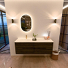 Mondiaz CIRO-DLUX Meuble de salle de bains - 150x45x50cm - Vasque solid surface Opalo - 1 lavabo à gauche - 1 trou de robinet - 4 tiroirs - Shadow SW1532411