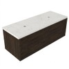 Saniclass Holz Frame Badkamermeubelset - 120x45x43cm - Dia marmeren wastafelblad gepolijst (wit) - zonder kraangat - 1 lade - mat eiken charcoal (hout) SW1478366