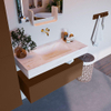 Mondiaz ALAN-DLUX Ensemble de meuble - 100cm - meuble Rust mat - 1 tiroir - Lavabo Cloud Ostra suspendu - vasque Centre - 0 trous de robinet SW807429