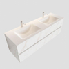 MONDIAZ VICA Badkamermeubelset - 150cm - 4 lades - wasbak Cloud dubbel - 2 kraangaten - solid surface carrara marmer SW410277