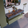 Mondiaz ALAN-DLUX Ensemble de meuble - 130cm - meuble Army mat - 1 tiroir - Lavabo Cloud Lava suspendu - vasque Gauche et droite - 2 trous de robinet SW808447