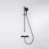 FortiFura Calvi Ensemble de douche barre curseur avec douchette ronde, flexible lisse et robinet de douche Noir mat SW811946