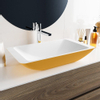 Mondiaz Topi waskom 59.5x34.5x10cm rechthoek opbouw Solid Surface Ocher/Talc SW643595 Mondiaz Topi waskom 59.5x34.5x10cm rechthoek opbouw Solid Surface Ocher/Talc SW643595
