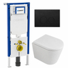 QeramiQ Dely Toiletset - 36.3x51.7cm - diepspoel - rimless - Geberit UP720 inbouwreservoir - softclose toilet zitting - 35mm - kunststof mat zwarte bedieningsplaat - ronde knoppen - mat wit SW1428002