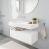 MONDIAZ ALAN 100cm - caisson bas - 1 tiroir - lavabo suspendu - vasque à gauche - 0 trous de robinet - talc SW408411