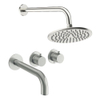 Crosswater MPRO Module ensemble de douche pluie encastré – douche de tête Ø 20 cm – 2 leviers – bec de bain – inox brossé SW1472399