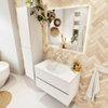 MONDIAZ VICA Meuble de salle de bains 80cm sous-meuble Talc 2 tiroirs. Lavabo MOON central sans trou de robinet, couleur Talc. SW1381801