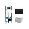 QeramiQ Dely Swirl Set WC Compact - réservoir encastré QeramiQ flush - abattant 25 mm - plaque de commande métallique noir mat - boutons ronds - blanc mat SW1590806