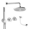 Crosswater Module Ensemble de douche de pluie encastré - 2 poignées - vidage de baignoire - pomme de douche 20 cm - douchette à main - bras mural - chrome SW1472458