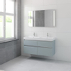 Bruynzeel Pinto badmeubelset 65.3x120x46cm 2 kraangaten 2 wasbakken 4 lades met spiegel met softclose composite fjord groen SW384793 Bruynzeel Pinto badmeubelset 65.3x120x46cm 2 kraangaten 2 wasbakken 4 lades met spiegel met softclose composite fjord groen SW384793