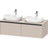 Duravit Ketho.2 Wastafelonderbouwkast - inclusief consoleplaat - met 2 laden - voor dubbele waskommen - 140x55x45.9cm - met handgrepen antraciet - taupe mat SW772300