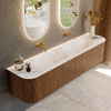 MONDIAZ KURVE-DLUX 190cm Meuble salle de bain avec module 25 G et D - couleur Walnut - 2 tiroirs - 2 portes - vasque STOR SMALL double - sans trou de robinet - couleur Frappe SW1137511