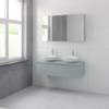 Bruynzeel Giro badmeubelset 49x120x46cm 2 wasbakken 1 lade met spiegelkast met softclose composite fjord groen SW384209 Bruynzeel Giro badmeubelset 49x120x46cm 2 wasbakken 1 lade met spiegelkast met softclose composite fjord groen SW384209