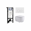 QeramiQ Dely Swirl Toiletset - 36.3x51.7cm - Geberit UP320 plieger inbouwreservoir - slim zitting - glans witte bedieningsplaat - ronde knoppen - glans wit SW1413325