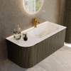 Mondiaz KURVE-DLUX Ensemble de meubles de salle de bains - 105x46x40cm - 1 tiroir - 1 porte - lavabo solid surface - droit - 1 trou de robinet - Shadow SW1414346