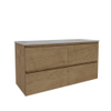 Saniclass Holz Pure Meuble de salle de bain - 120x45x60cm - lavabo en céramique blanc - 2 vasques - sans trous de robinet - 4 tiroirs - Chêne Natural SW1437770