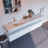 Mondiaz ALAN-DLUX Ensemble de meuble - 200cm - meuble Talc mat - 2 tiroirs - Lavabo Cloud Frappe suspendu - vasque Gauche - 1 trou de robinet SW805350