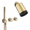 Crosswater MODULE Regendoucheset inbouw - 2 hendels - staaf hoofddouche - handdouche - wandarm - geborsteld messing (goud) SW1472474