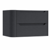 H&R Badmeubelen Juice Meuble sous lavabo - 80x45x50cm - coin gauche arrondi - 2 tiroirs - poignée intégrée - Bleu foncé mat SW1498059
