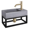 Differnz Force Fonteinset 40x22x8cm 1 kraangat gebogen mat goude kraan met sifon en afvloerplug fontein Rechthoek Beton Donker grijs SW373155 Differnz Force Fonteinset 40x22x8cm 1 kraangat gebogen mat goude kraan met sifon en afvloerplug fontein Rechthoek Beton Donker grijs SW373155