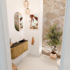 Mondiaz JOYA 81.6cm toiletmeubel - ronding links kleur Oak - Wastafel FAYE positie Rechts 1 kraangat kleur Urban. SW1421202