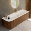 MONDIAZ KURVE-DLUX 145cm Meuble salle de bain avec module 25 G - couleur Walnut - 1 tiroir - 1 porte - vasque BIG LARGE droite - 1 trou de robinet - couleur Frappe SW1137455