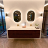 Mondiaz CIRO-DLUX Meuble de salle de bains - 180x45x50cm - Plan vasque Solid surface Opalo - 2 vasques Double - sans perçage pour robinet - 4 tiroirs - Ruby SW1531815