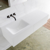 MONDIAZ LAGOM 130cm badmeubel solid surface talc 2 lades Wastafel cloud links zonder kraangat SW408998 MONDIAZ LAGOM 130cm badmeubel solid surface talc 2 lades Wastafel cloud links zonder kraangat SW408998