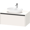 Duravit Ketho.2 Wastafelonderbouwkast - inclusief consoleplaat - met 1 lade - 100x55x45.9cm - met handgreep antraciet - wit supermat SW772739