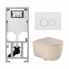 QeramiQ Dely Swirl Ensemble WC - 36.3x51.7cm - réservoir encastré Geberit UP320 - avec châssis Burda - abattant 35mm - plaque de commande blanche brillante - boutons ronds - beige SW1138600