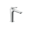 Hansgrohe Axor citterio c 1-gats wastafelkraan - 125 - coolstart - met afvoerplug - met cubic cut - voorsprong 13.5cm - chroom (zwart) SW1152028